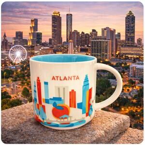 STARBUCKS Atlanta You Are Here Collection Mug Red Blue Cream 14 fl oz 2017